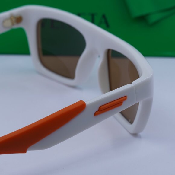 Bottega Veneta BV1232S 004 Rectangle Sunglasses - Ivory Orange \ Brown - Picture 6 of 10